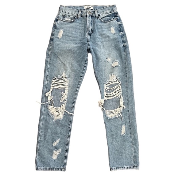 JBD Denim - JBD Women’s High Rise Straight Leg Distressed Blue Jeans Size 24